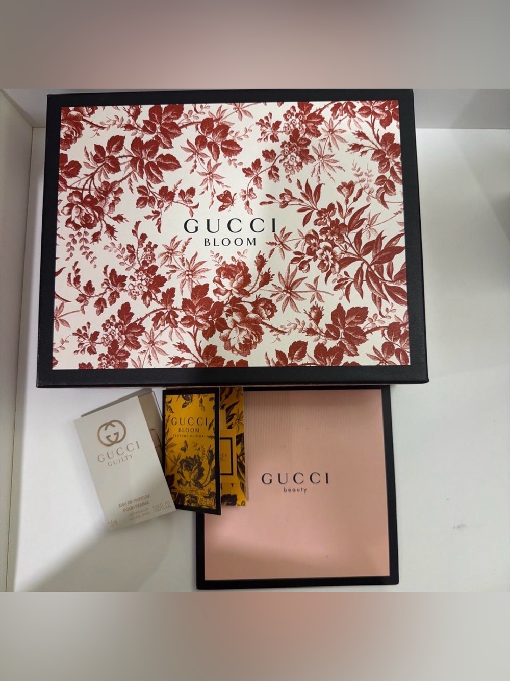 Gucci Beauty Gift Set with Pink, Yellow and White Packaging